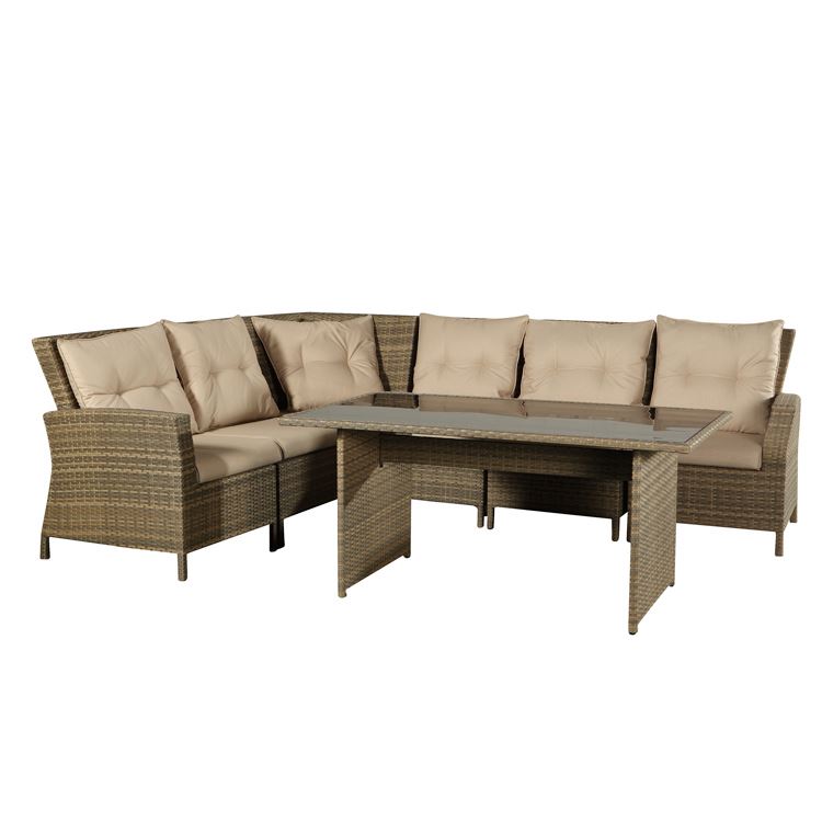 Rattan outdoor corner dining set patio furniture sets with sofa