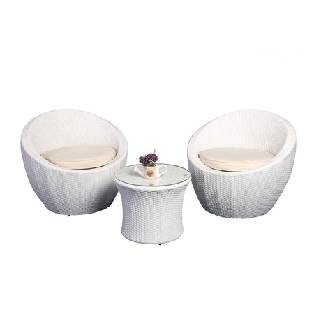 coffee leisure white table set rattan round wicker outdoor furniture