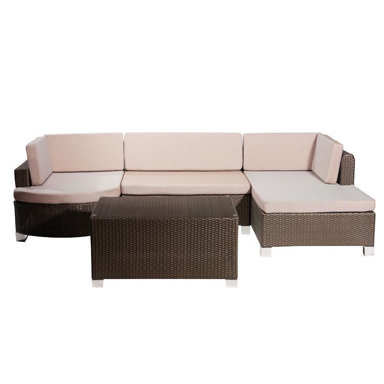 Sectional Grey Outdoor Garden Rattan Sets Chaise Lounge 5piece Patio Sofa Set