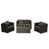 Outdoor Deep Seating Patio Dark Black Rattan Garden Furniture 4 Seater Sofa Set