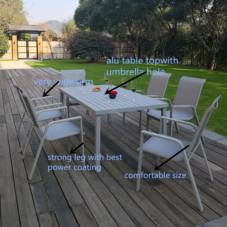 High quality outdoor chairs restaurant kids and chair wicker dining set aluminium furniture polywood table top