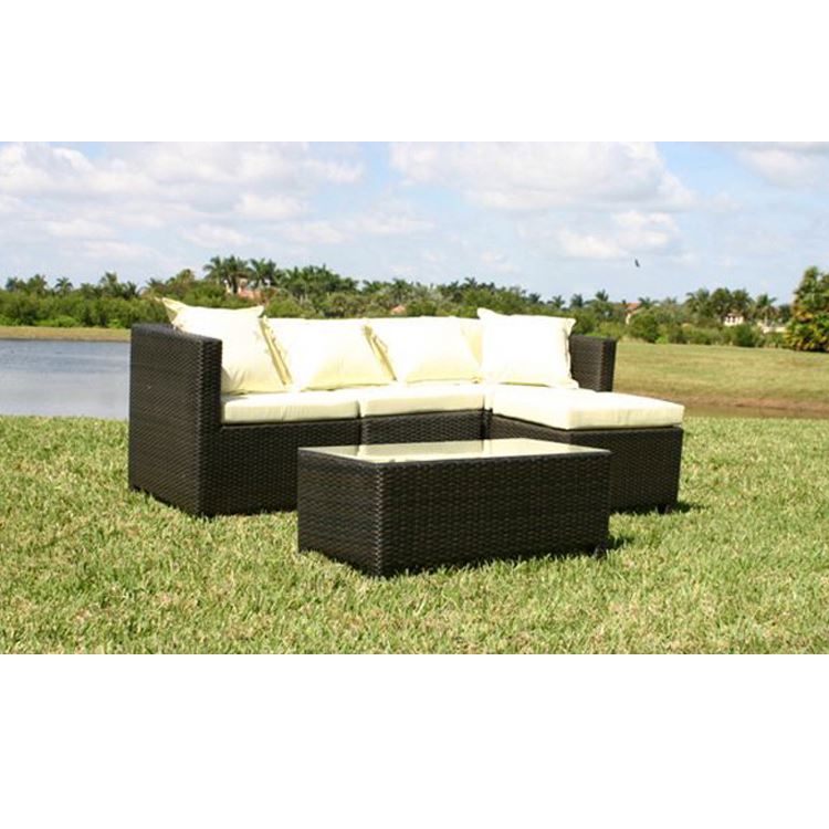 Aluminum i shape sleeper pcs outdoor patio sofa set sectional furniture pe wicker rattan corner sofas
