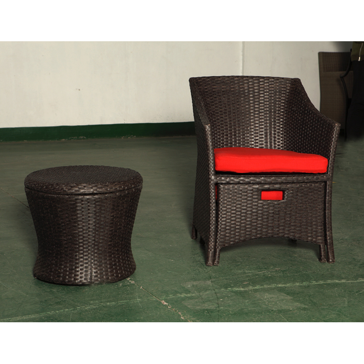 Outdoor pe rattan simple design garden chair with foot stool from manufacturer direct 2021 design chair